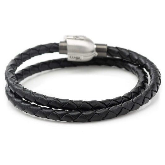 Star Wars Mandalorian Double Wrap Stainless Steel Black Bracelet