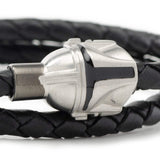Star Wars Mandalorian Double Wrap Stainless Steel Black Bracelet - Cufflinks.com - Flyclothing LLC