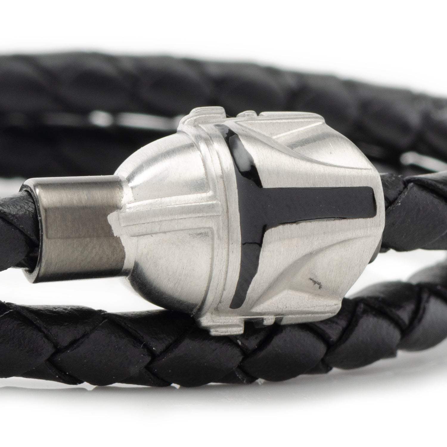 Star Wars Mandalorian Double Wrap Stainless Steel Black Bracelet - Cufflinks.com - Flyclothing LLC