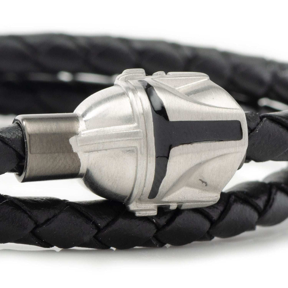 Star Wars Mandalorian Double Wrap Stainless Steel Black Bracelet - Cufflinks.com - Flyclothing LLC