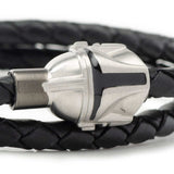 Star Wars Mandalorian Double Wrap Stainless Steel Black Bracelet - Cufflinks.com - Flyclothing LLC