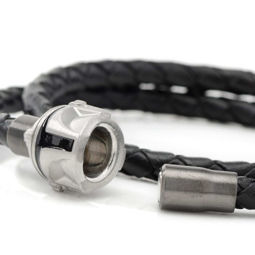 Star Wars Mandalorian Double Wrap Stainless Steel Black Bracelet - Cufflinks.com - Flyclothing LLC