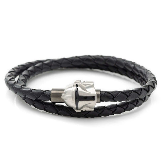 Star Wars Mandalorian Double Wrap Stainless Steel Black Bracelet