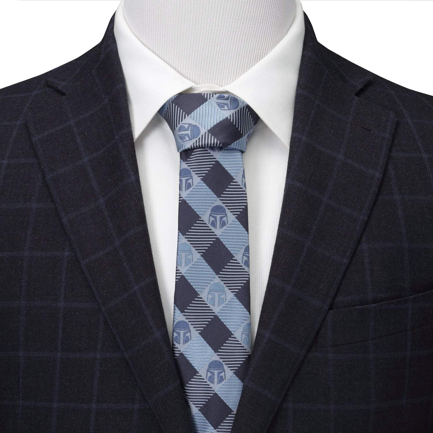 Star Wars Mandalorian Blue and Black Plaid Tie - Cufflinks.com - Flyclothing LLC