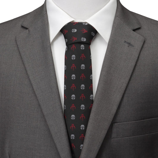 Star Wars Mandalorian and Mythosaur Red and Black Tie