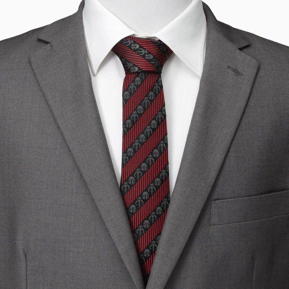 Star Wars Mandalorian Black and Red Striped Tie - Cufflinks.com - Flyclothing LLC
