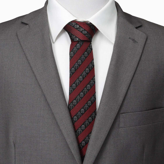 Star Wars Mandalorian Black and Red Striped Tie