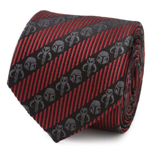 Star Wars Mandalorian Black and Red Striped Tie