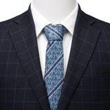 Star Wars Mandalorian and Mythosaur Blue and Navy Striped Tie