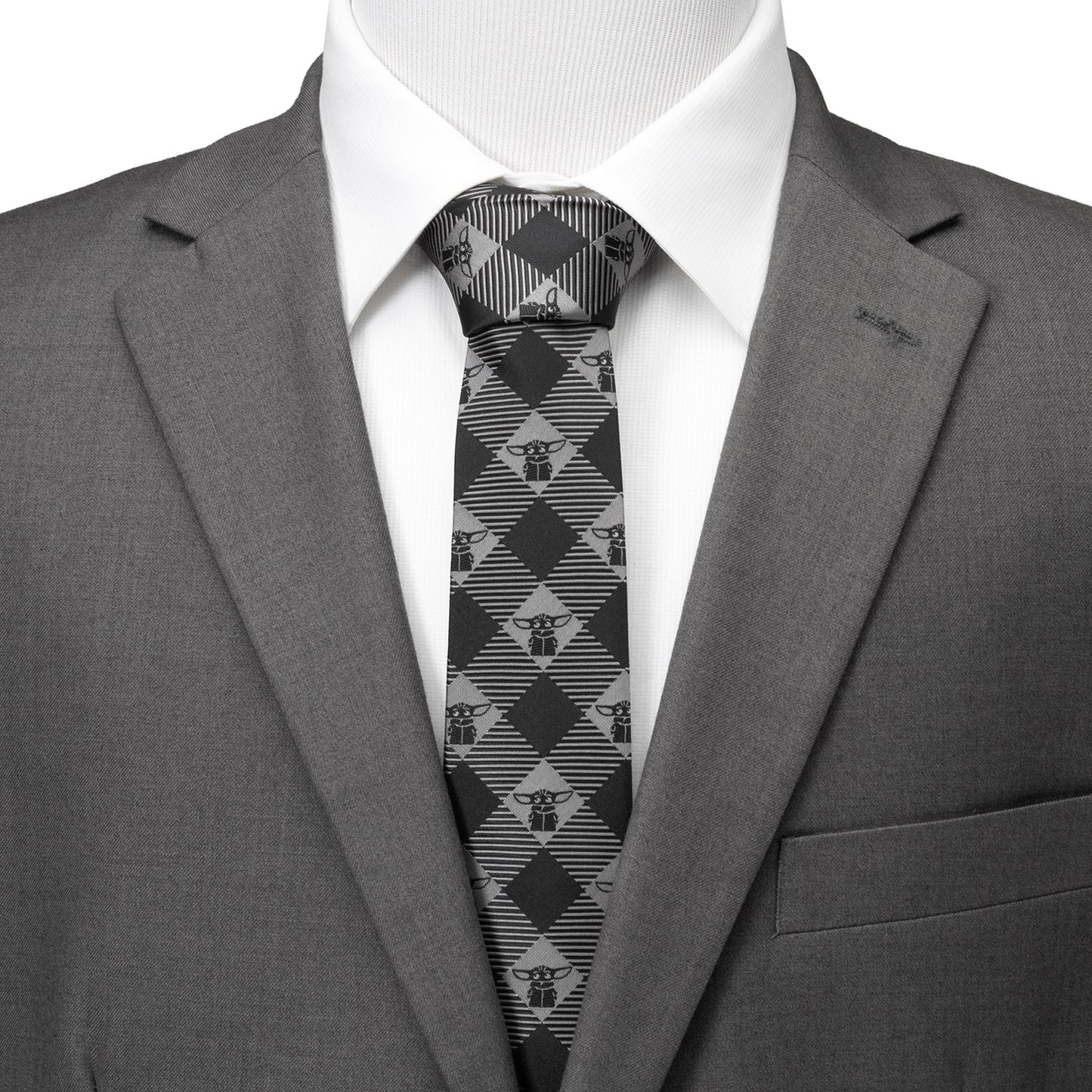 Star Wars Grogu Black Plaid Tie - Cufflinks.com - Flyclothing LLC