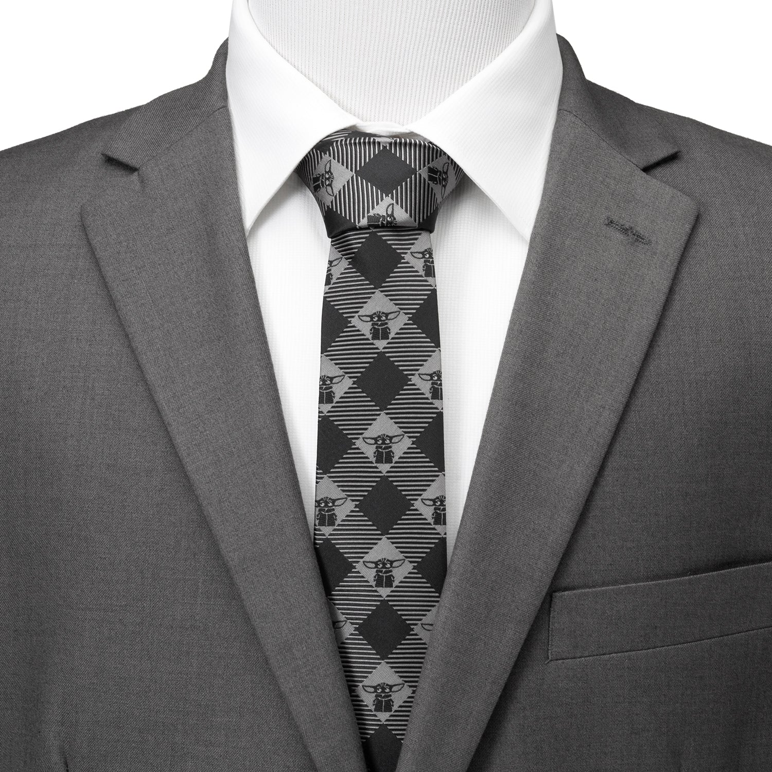 Star Wars Grogu Black Plaid Tie - Cufflinks.com - Flyclothing LLC