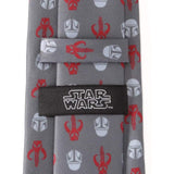 Star Wars Mandalorian and Mythosaur Red and Gray Tie - Cufflinks.com - Flyclothing LLC