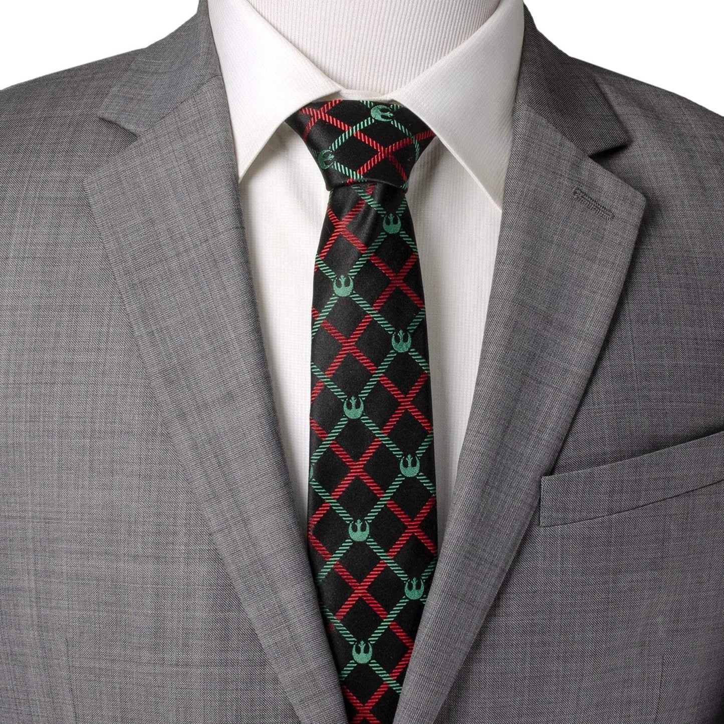 Star Wars Rebel Alliance Crest Red, Green, and Black Plaid Tie - Cufflinks.com - Flyclothing LLC