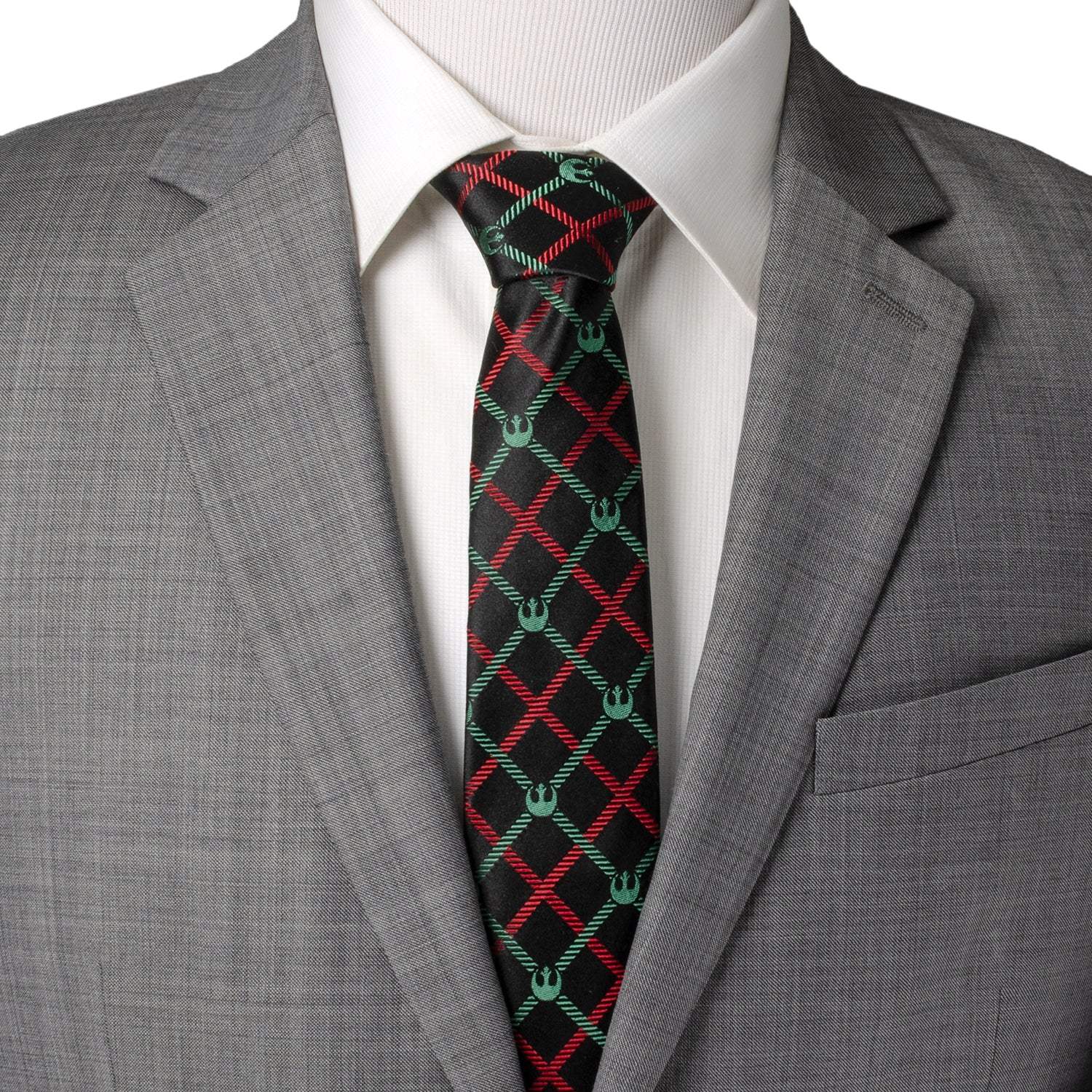 Star Wars Rebel Alliance Crest Red, Green, and Black Plaid Tie - Cufflinks.com - Flyclothing LLC