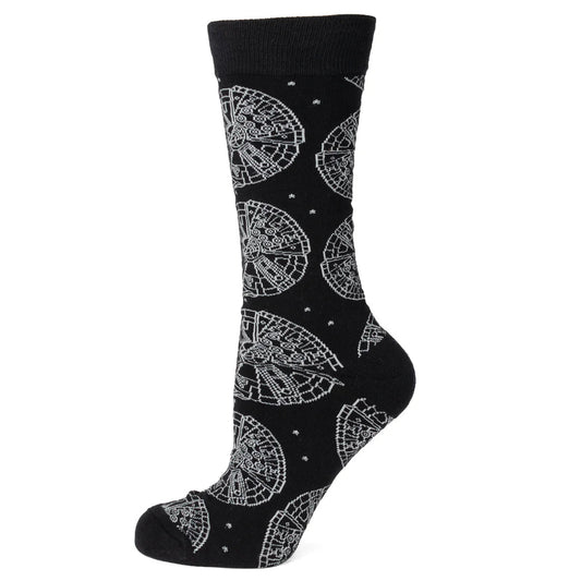 Star Wars Millennium Falcon Black Dress Socks and Lapel Pin Gift Set