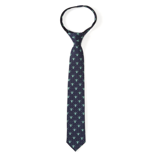 Star Wars Grogu Boy's Navy Dotted Zipper Tie