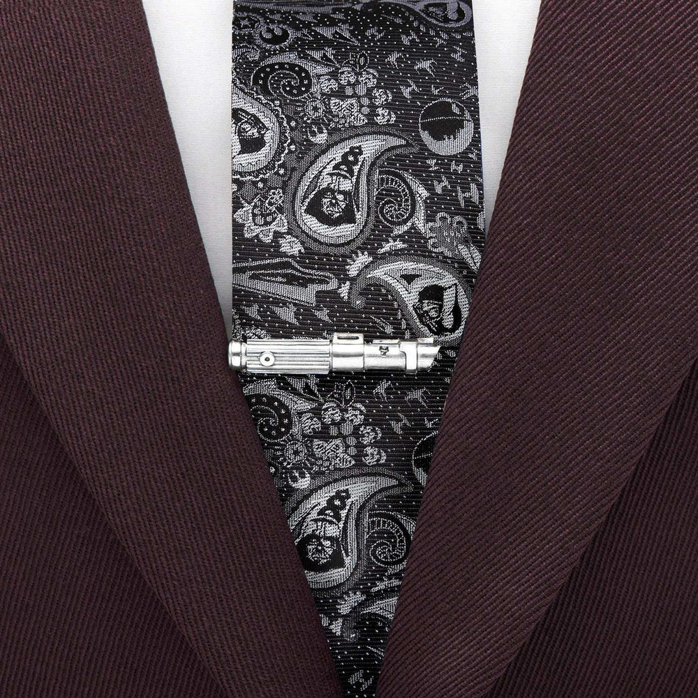 Star Wars Darth Vader Black and Gray Paisley Tie and LIGHTSABER Tie Clip Gift Set - Cufflinks.com - Flyclothing LLC
