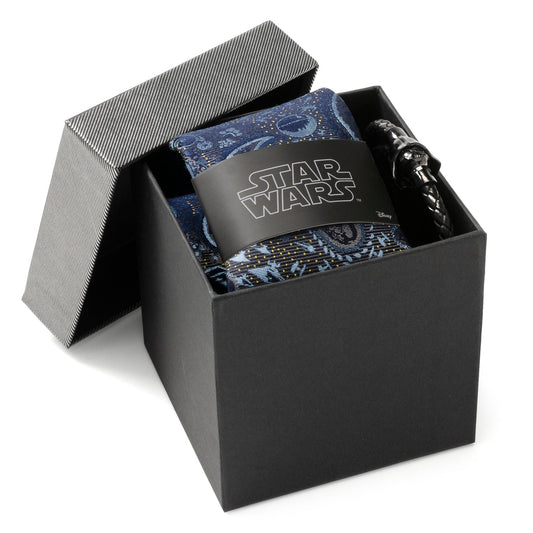 Star Wars Darth Vader Blue and Gray Paisley Tie and Bracelet Gift Set