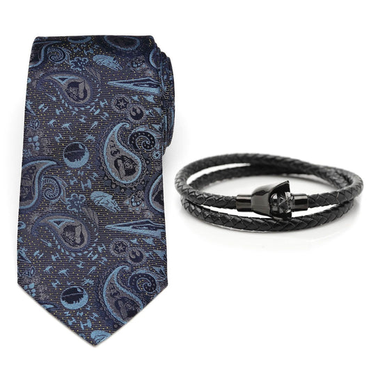 Star Wars Darth Vader Blue and Gray Paisley Tie and Bracelet Gift Set