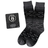 Star Wars Yoda Black Charcoal Dress Socks and Jedi Crest Lapel Pin Gift Set