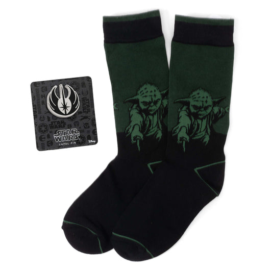 Star Wars Yoda Green Dress Socks and Jedi Order Crest Lapel Pin Gift Set - Cufflinks.com - Flyclothing LLC