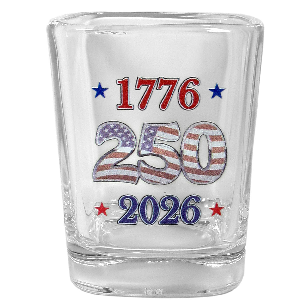 1776 Shot Glass USA 250th Anniversary Square Glass Shot Glass