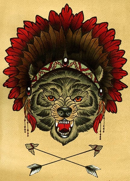 Black Market Art Company Sacred Wolf Print