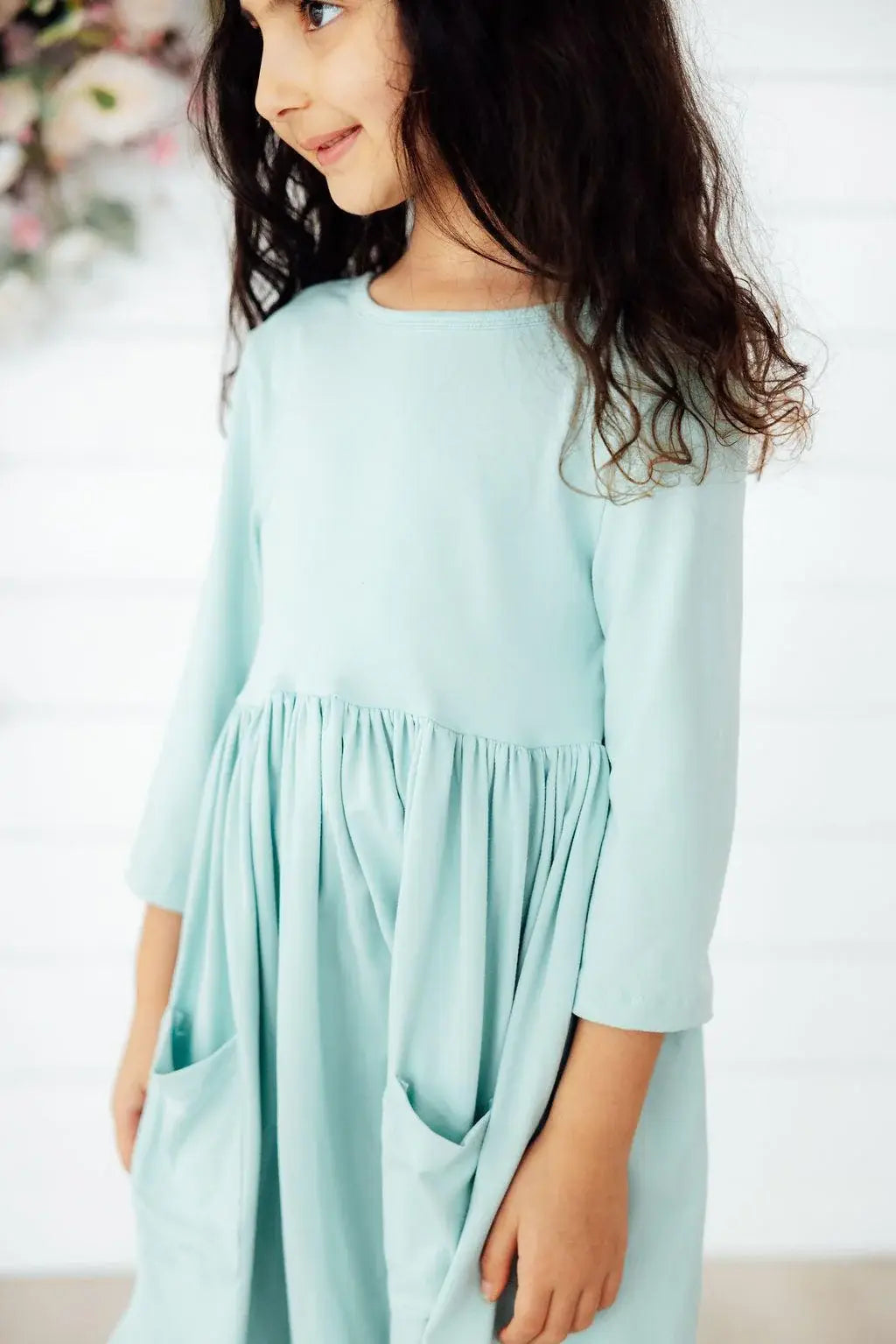 Sage 3/4 Sleeve Pocket Twirl Dress - Mila & Rose ® - Flyclothing LLC