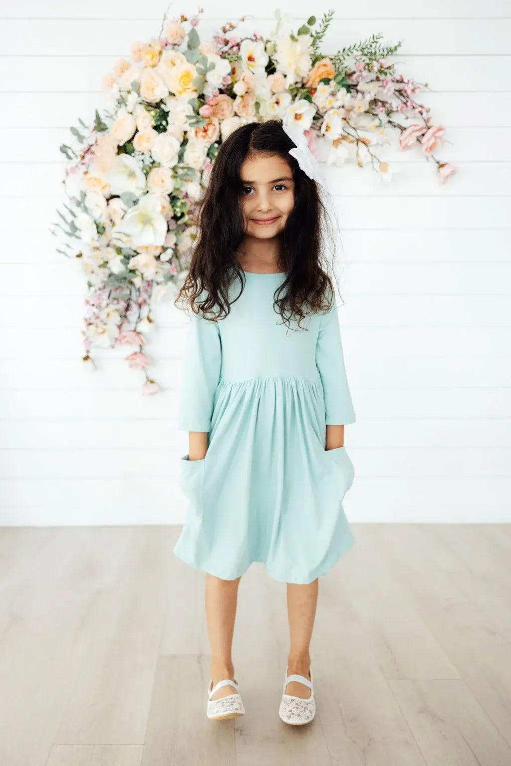 Sage 3/4 Sleeve Pocket Twirl Dress - Mila & Rose ® - Flyclothing LLC