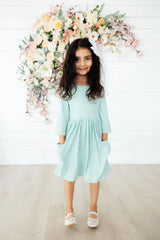 Sage 3/4 Sleeve Pocket Twirl Dress - Mila & Rose ® - Flyclothing LLC
