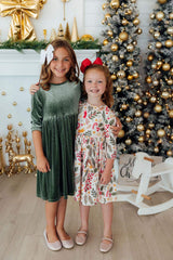 Sage Velvet Twirl Dress - Mila & Rose ® - Flyclothing LLC