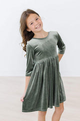 Sage Velvet Twirl Dress - Mila & Rose ® - Flyclothing LLC