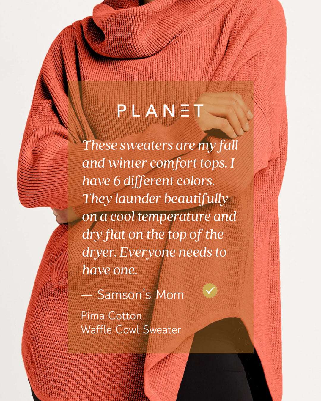 Pima Cotton Waffle Cowl Sweater - Black - PLANET by Lauren G - Flyclothing LLC