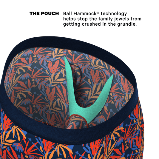 The San Diego Sunrise | Tropical Foliage Long Leg Ball Hammock® Pouch Underwear With Fly - Shinesty