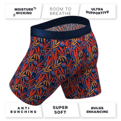 The San Diego Sunrise | Tropical Foliage Long Leg Ball Hammock® Pouch Underwear With Fly - Shinesty