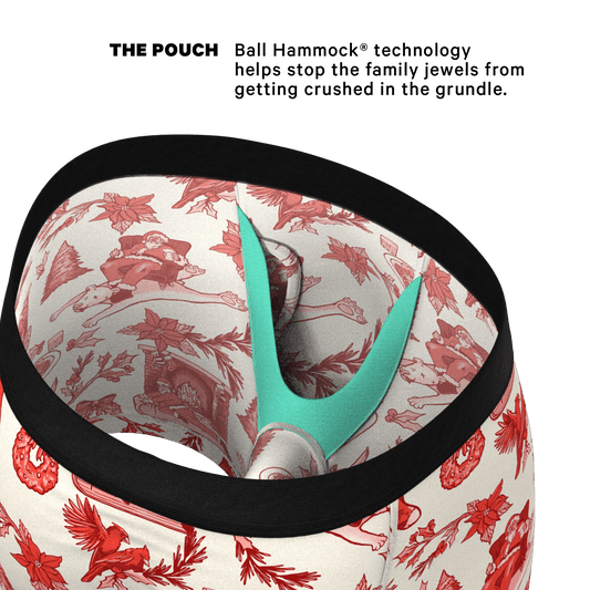 The Santa Slays | Christmas Toile Ball Hammock® Pouch Underwear With Fly - Shinesty