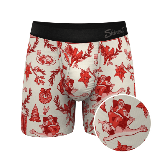The Santa Slays | Christmas Toile Ball Hammock® Pouch Underwear With Fly - Shinesty