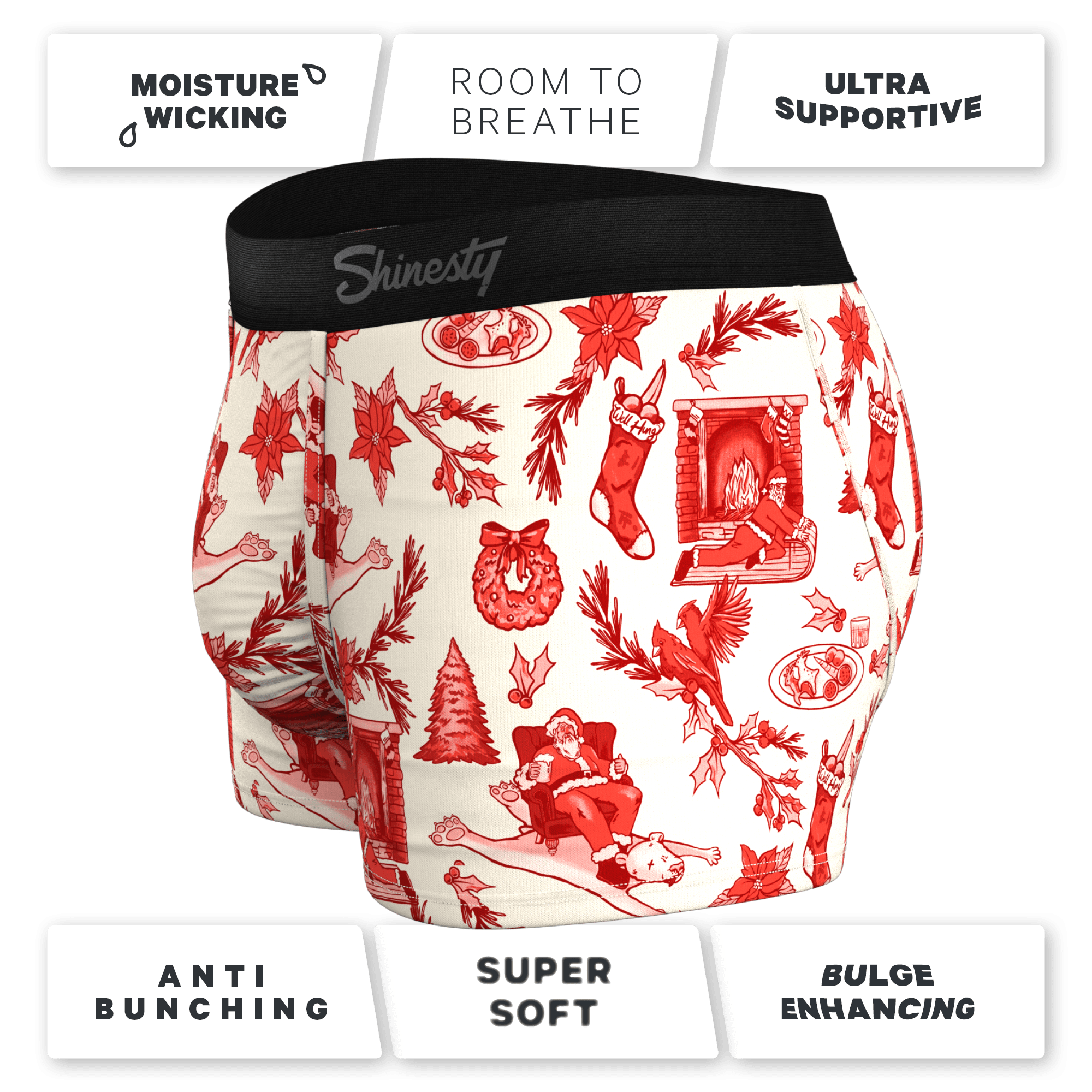 The Santa Slays | Christmas Toile Ball Hammock® Pouch Trunks Underwear - Shinesty