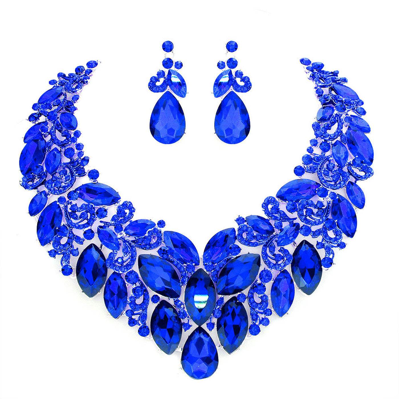 Marquise Stone Cluster Accented Evening Necklace - Madeline Love - Flyclothing LLC
