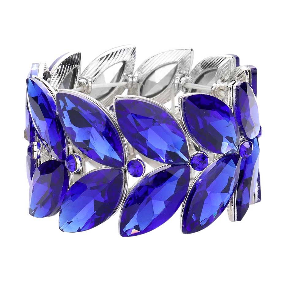 Marquise Stone Cluster Stretch Evening Bracelet - Madeline Love - Flyclothing LLC