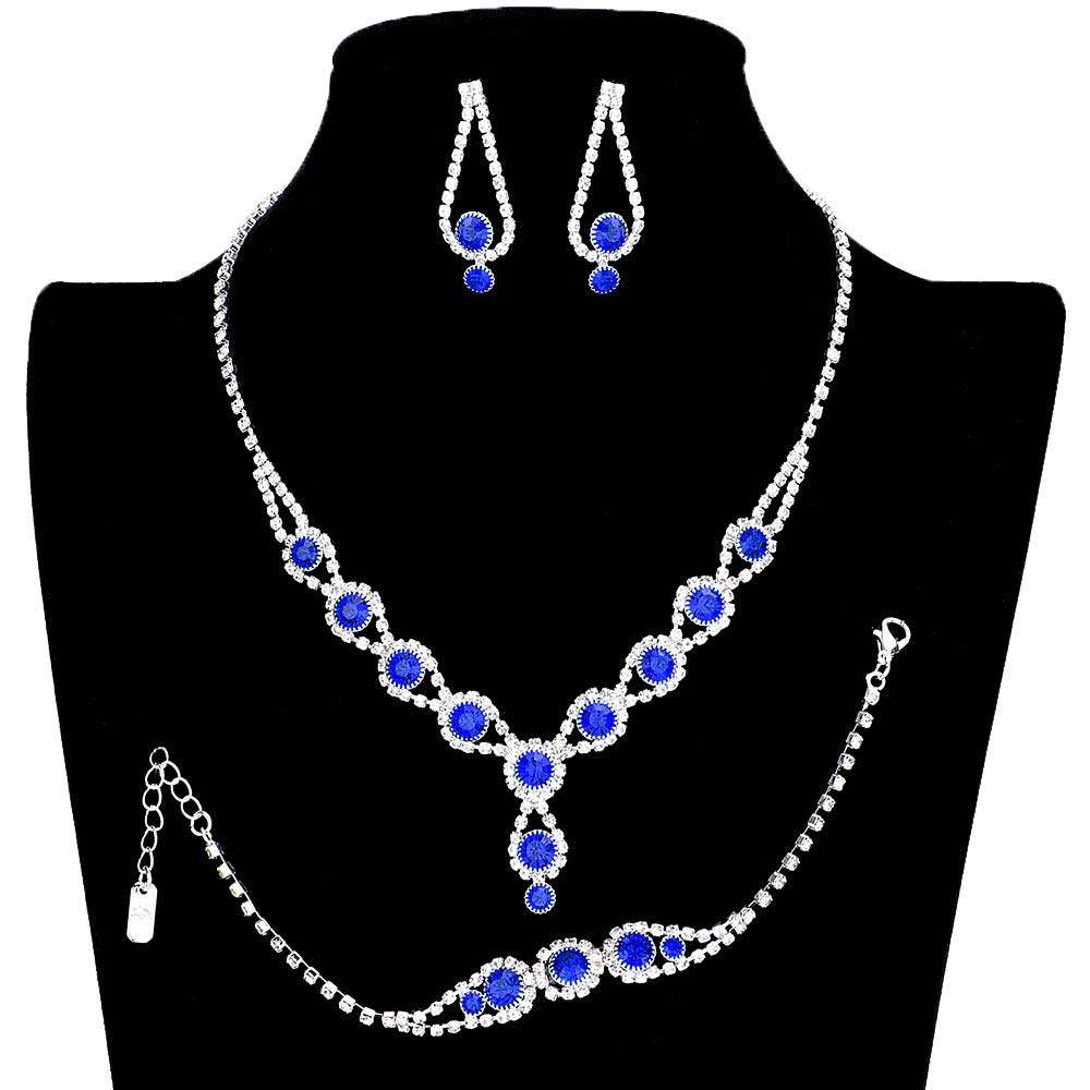 3PCS Rhinestone Bubble Necklace Jewelry Set - Madeline Love - Flyclothing LLC