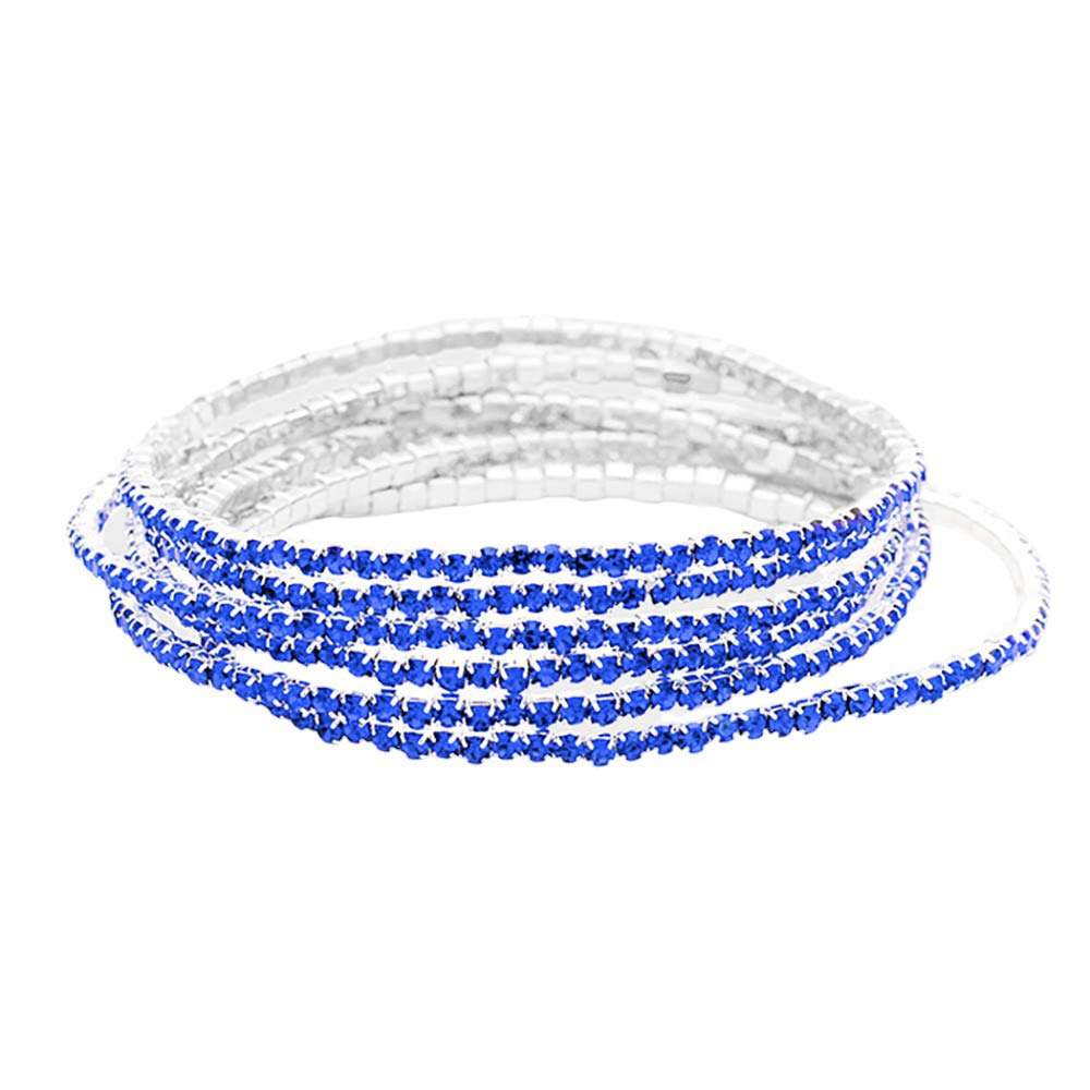6PCS - Rhinestone Multi Layered Stretch Evening Bracelets - Madeline Love - Flyclothing LLC