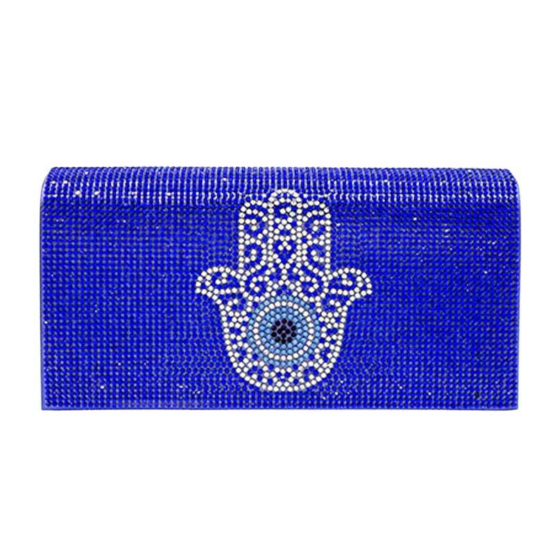 Bling Evil Eye Hamsa Hand Evening Clutch Crossbody Bag - Madeline Love - Flyclothing LLC