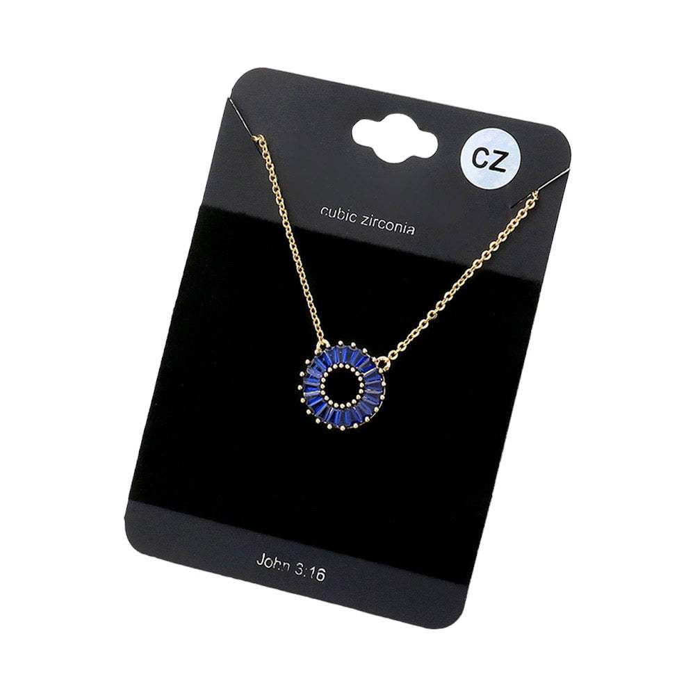 CZ Embellished Open Circle Pendant Necklace - Madeline Love - Flyclothing LLC