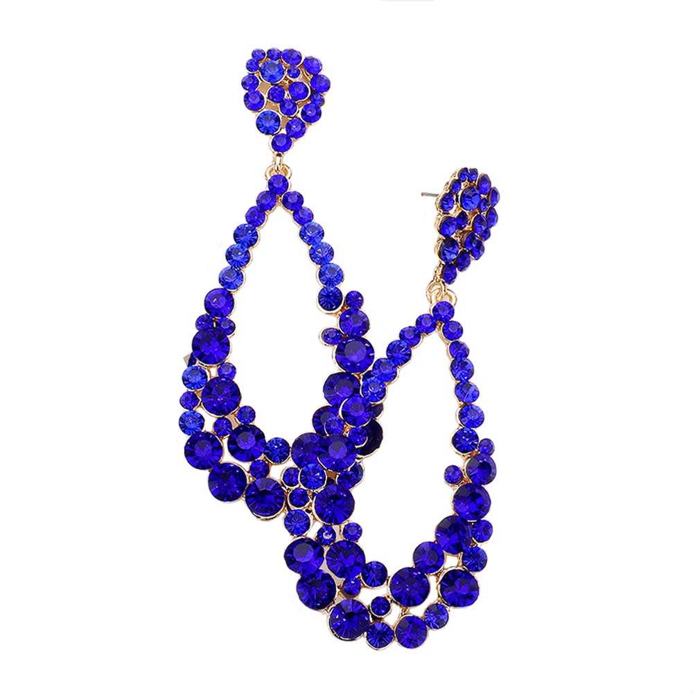 Crystal Bubble Cluster Teardrop Evening Earrings - Madeline Love - Flyclothing LLC