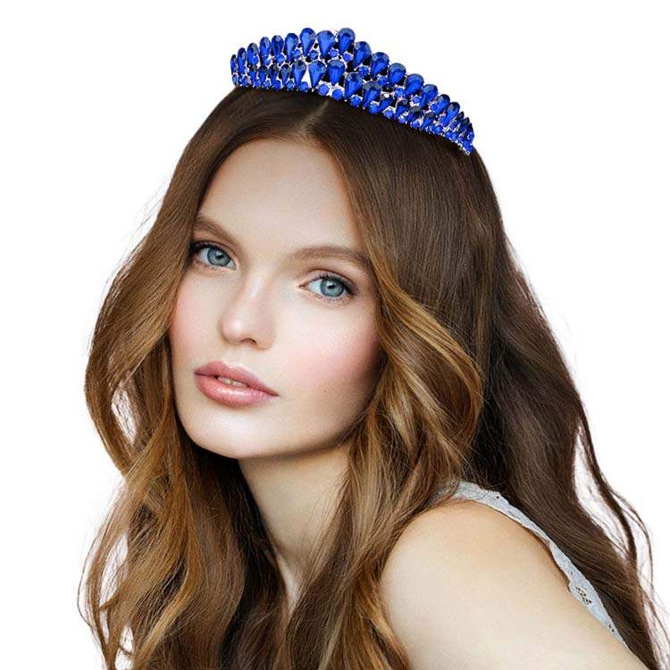 Crystal Teardrop Cluster Pageant Queen Tiara - Madeline Love - Flyclothing LLC