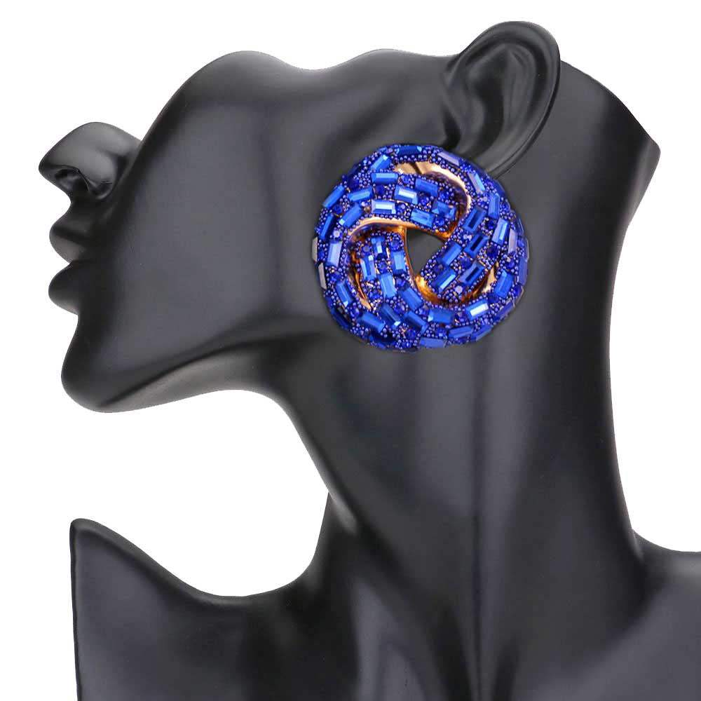 Cylinder Stone Embellished Round Post Earrings - Madeline Love - Flyclothing LLC