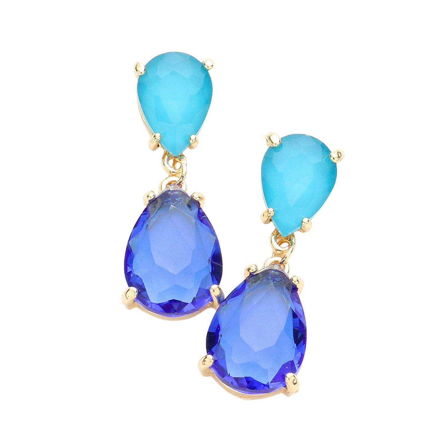 Double Teardrop Link Dangle Evening Earrings - Madeline Love - Flyclothing LLC