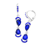 Double Teardrop Stone Link Dangle Lever Back Evening Earrings - Madeline Love - Flyclothing LLC