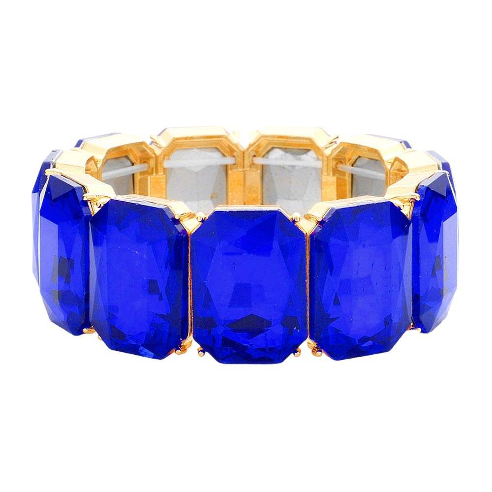 Emerald Cut Stone Stretch Evening Bracelet - Madeline Love - Flyclothing LLC